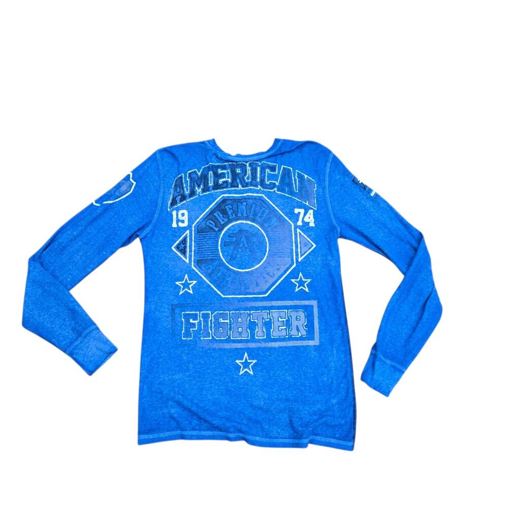 American Fighter by Affliction Long Sleeve Thermal Shirt XL Blue Graphic